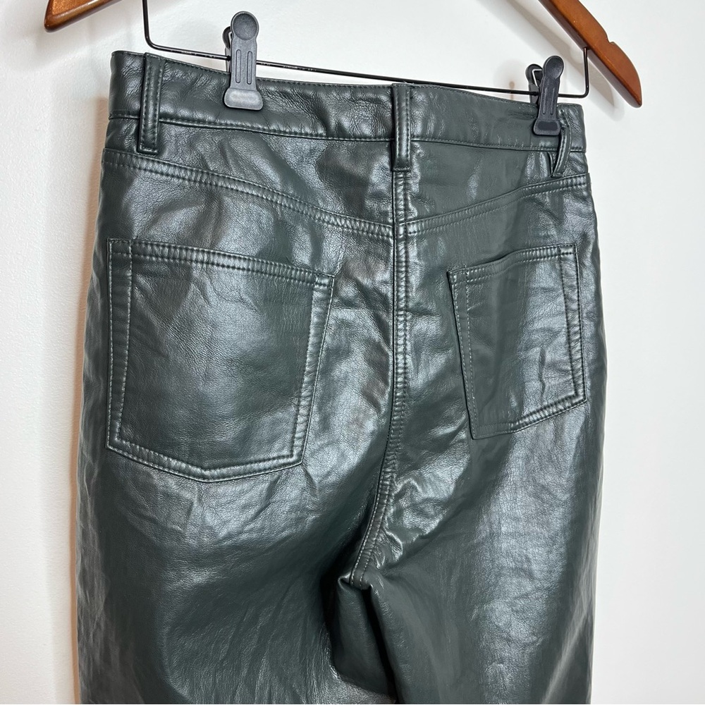Aritzia Women's Size 6 Melina Vegan Leather Dark Green Cropped High Rise Pant - Picture 6 of 15